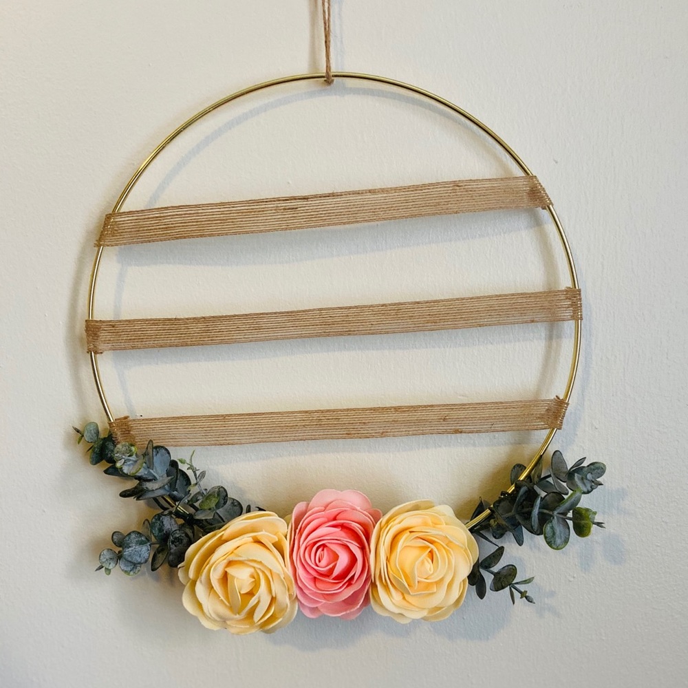 Hair bow holder / organizer, boho, floral ring